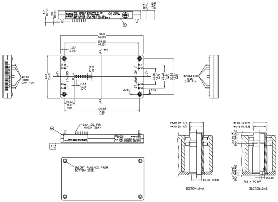 Mechanical Drawing - Advanced Energy / Artesyn AIF06ZPFC PFC Modules